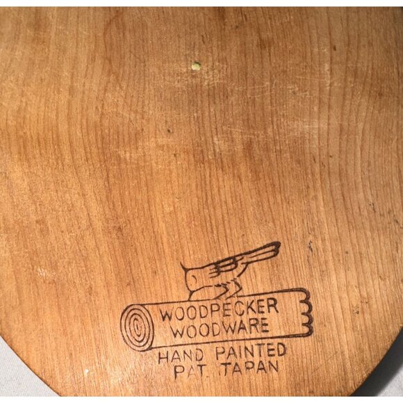 Vintage Wood Rooster Painted Hinged woodpecker woodware hamburger press - Picture 3 of 5